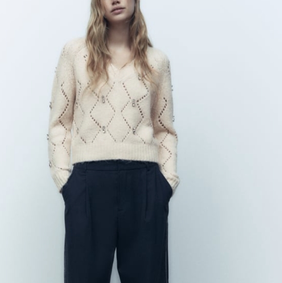 Zara Knit Embellished Sweater - Picture 1 of 2